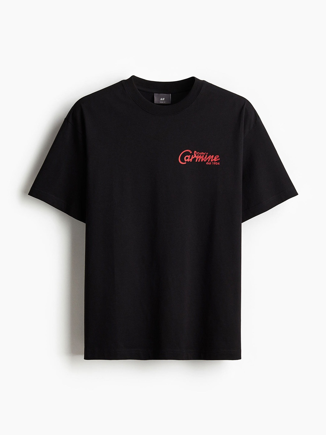 

H&M Men Pure Cotton Loose Fit Printed T-shirt, Black