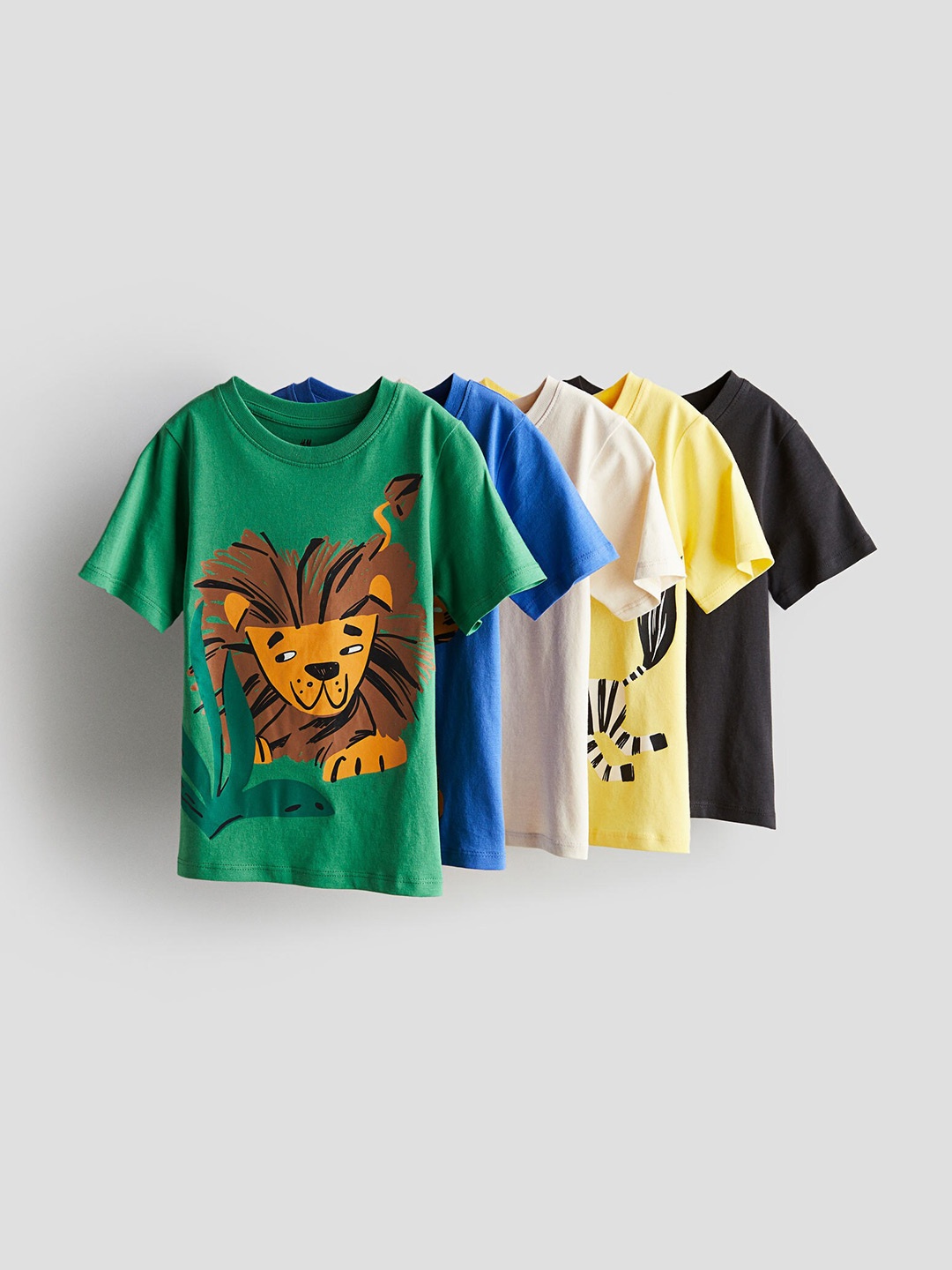 

H&M Boys Pure Cotton 5-Pack jersey T-shirts, Green