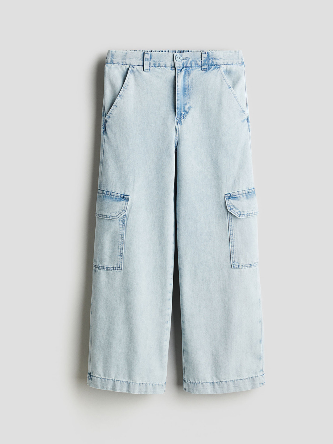 

H&M Girls Wide Cargo Trousers, Blue