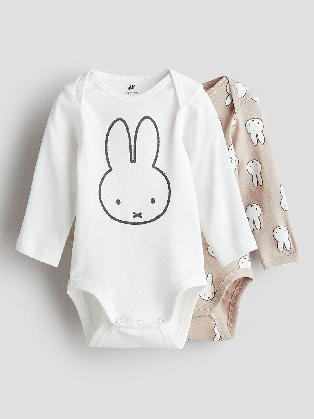 

H&M Boys Pure Cotton 2-Pack Long-Sleeved Bodysuits, White