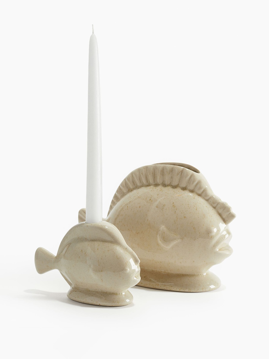 

H&M Beige Fish-Shaped Stoneware Vase