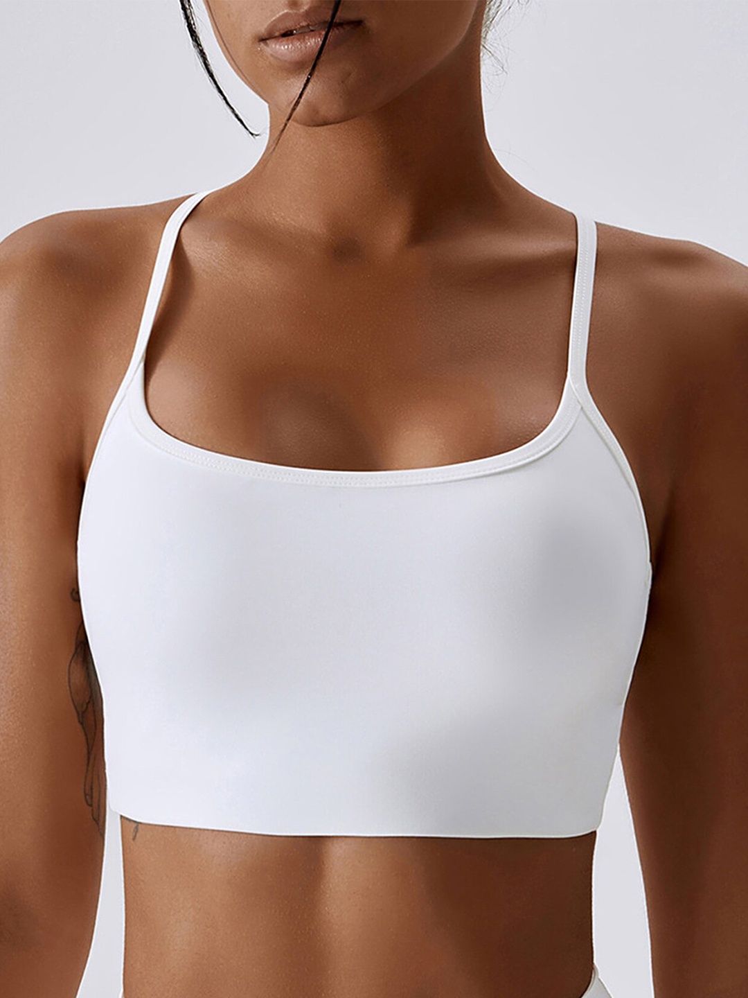 

LULU & SKY Medium Coverage Training or Gym Workout Bra With All Day Comfort, White