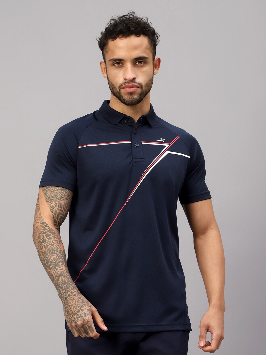 

VECTOR X Moisture Wicking Polo Collar Sports T-shirt, Navy blue