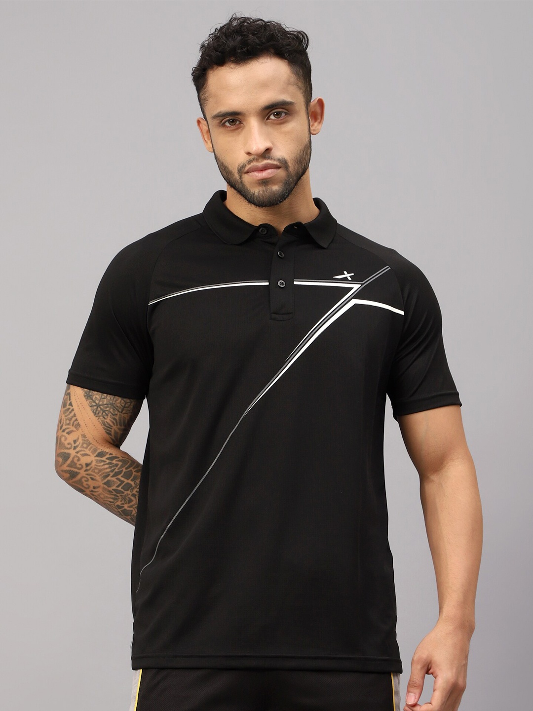 

VECTOR X Moisture Wicking Polo Collar Sports T-shirt, Black