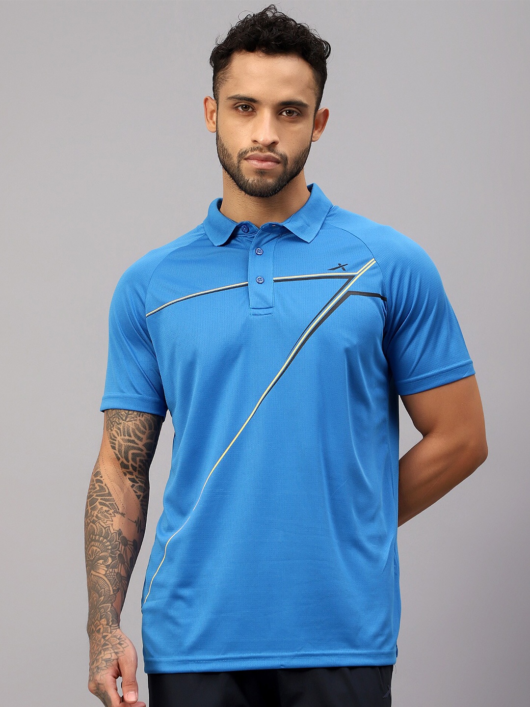 

VECTOR X Moisture Wicking Polo Collar Sports T-shirt, Turquoise blue