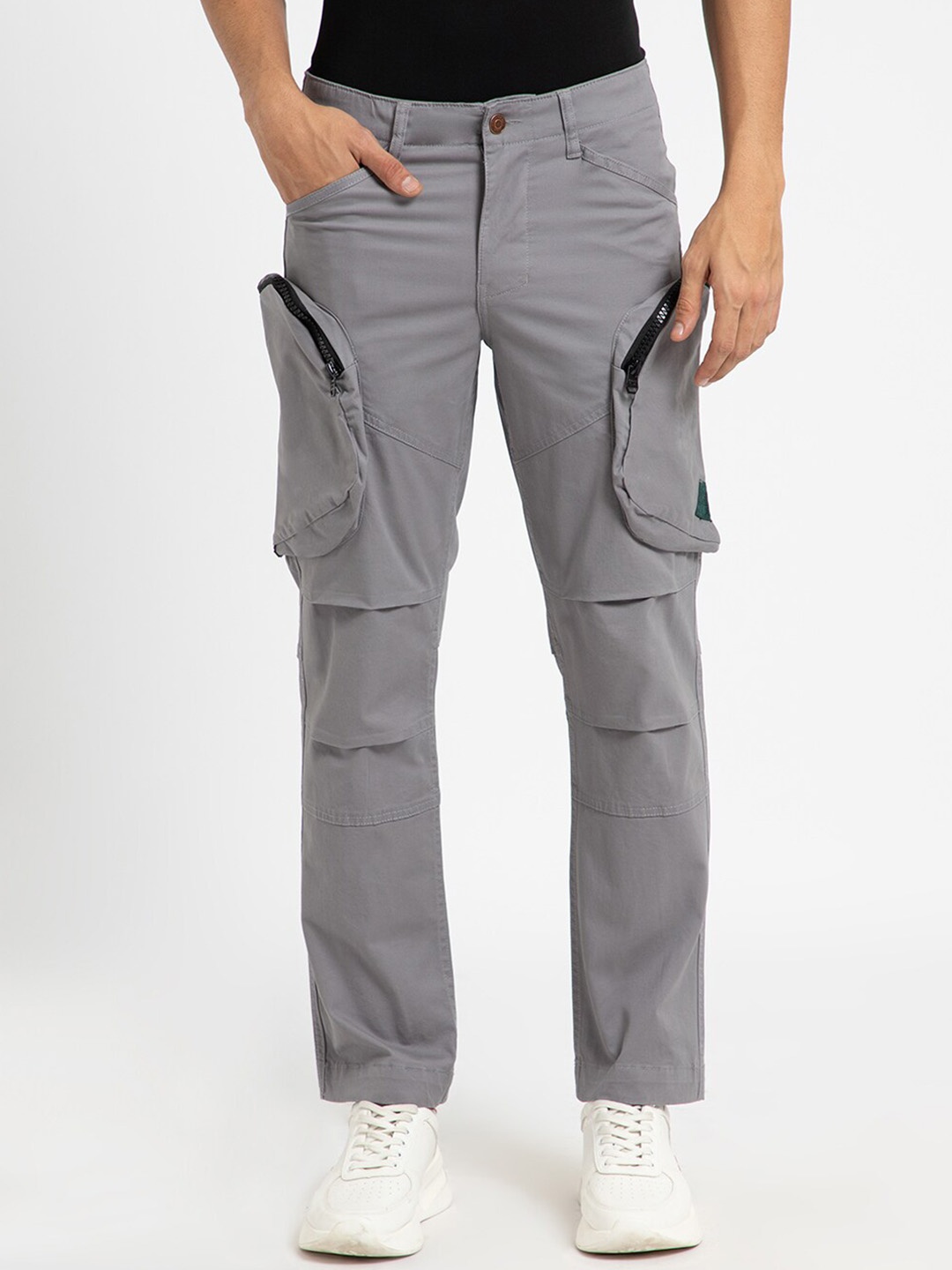 

Banana Club Regular Fit Zipper Cargo Style Trousers, Grey