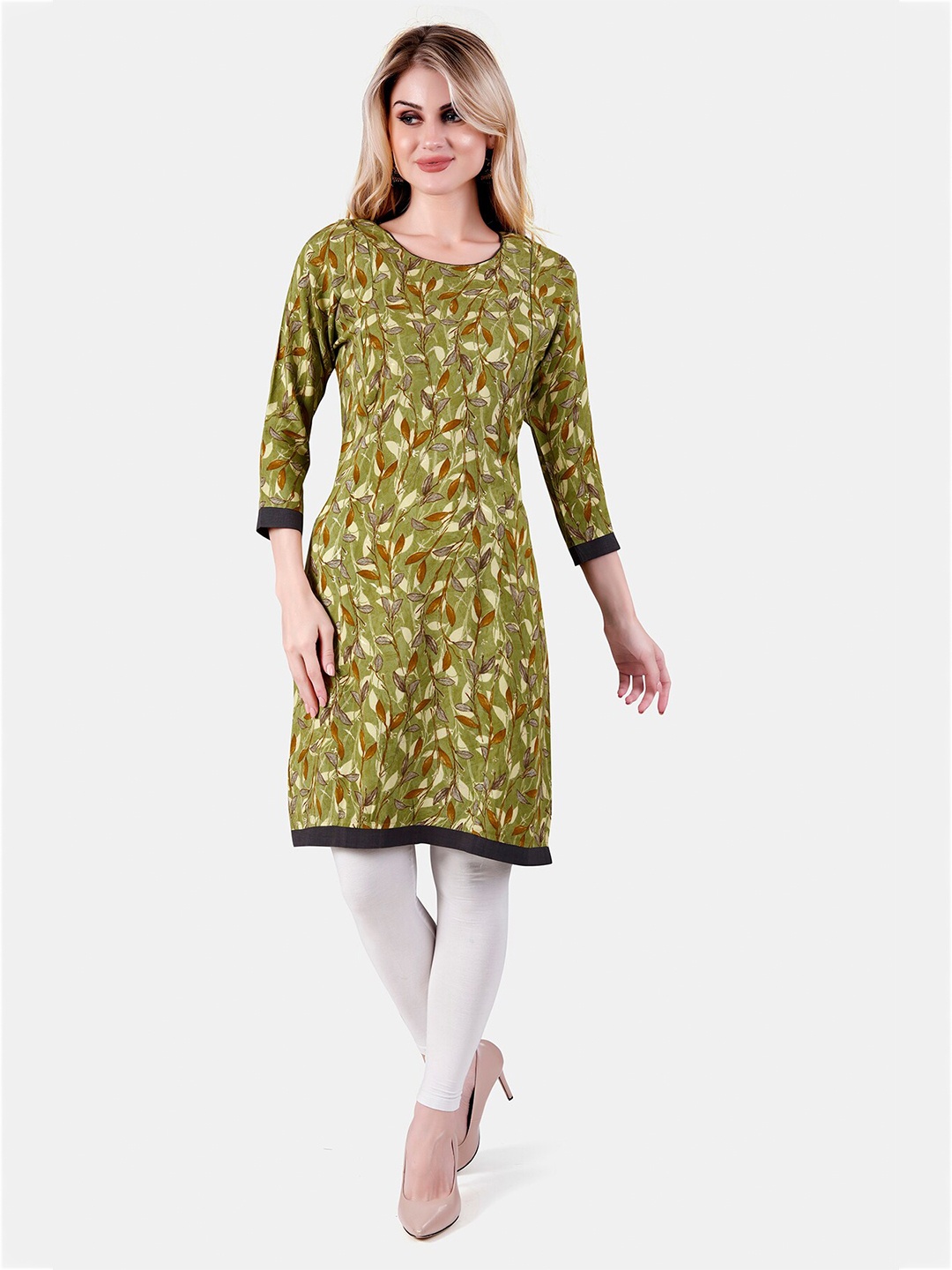 

Be You Floral Printed Maternity Straight Kurta, Green