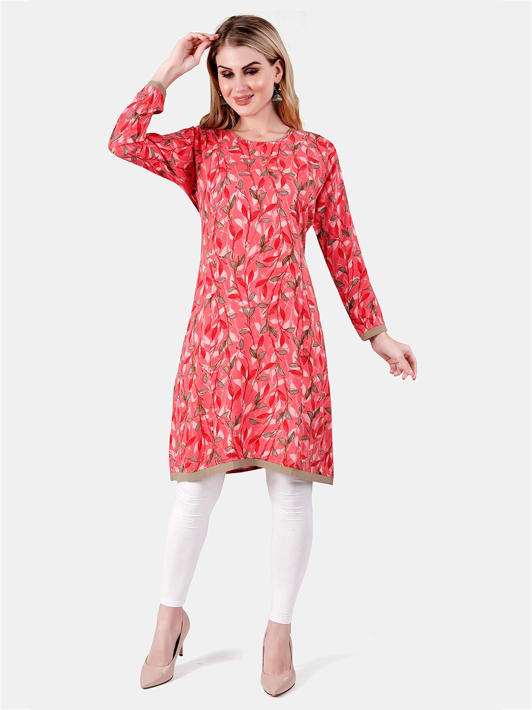 

Be You Floral Printed Maternity Kurti, Peach