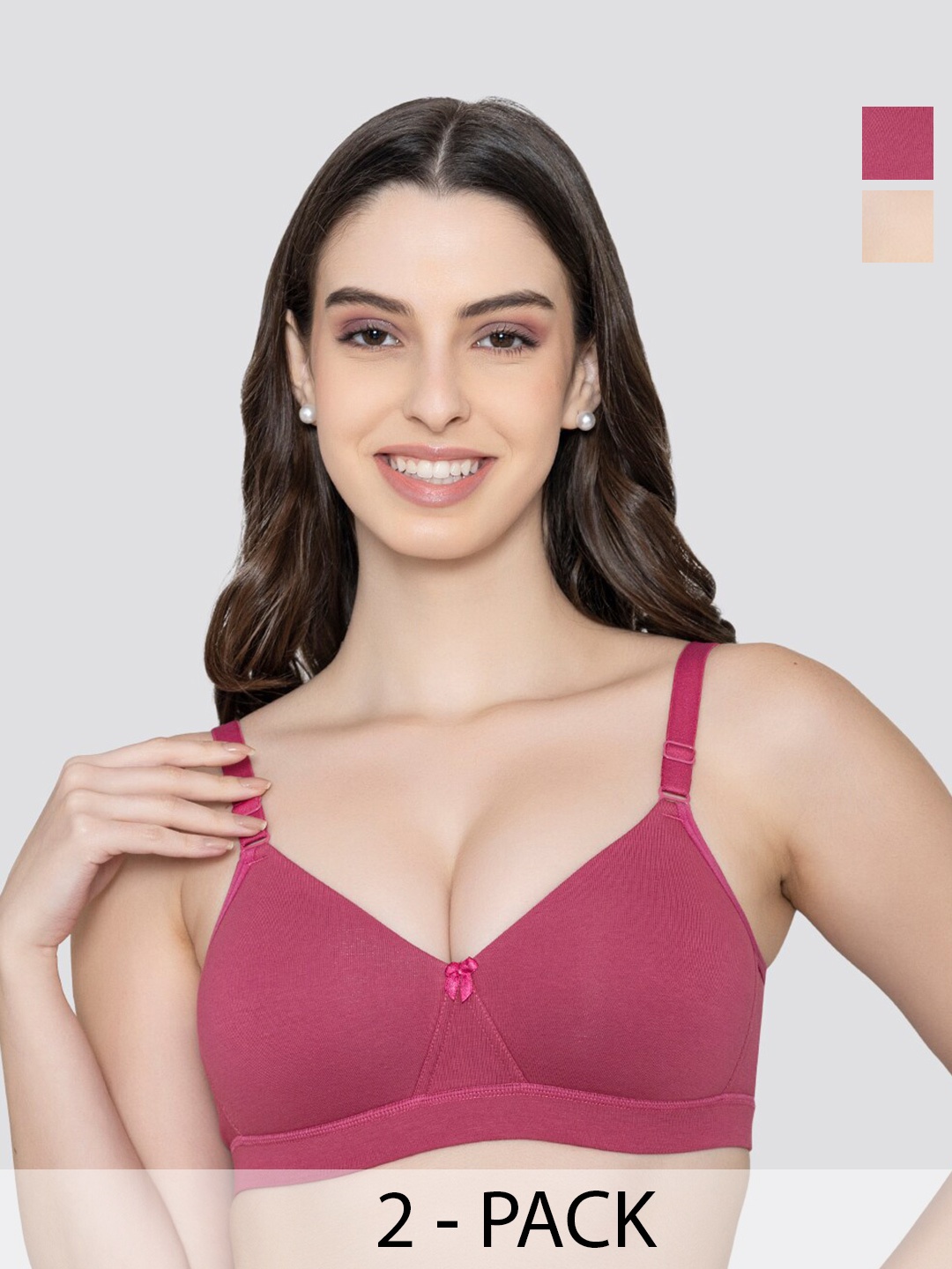 

K LINGERIE Pack of 2 Tessa Full Support Seamless Padded Cups Designer Bra, Rust