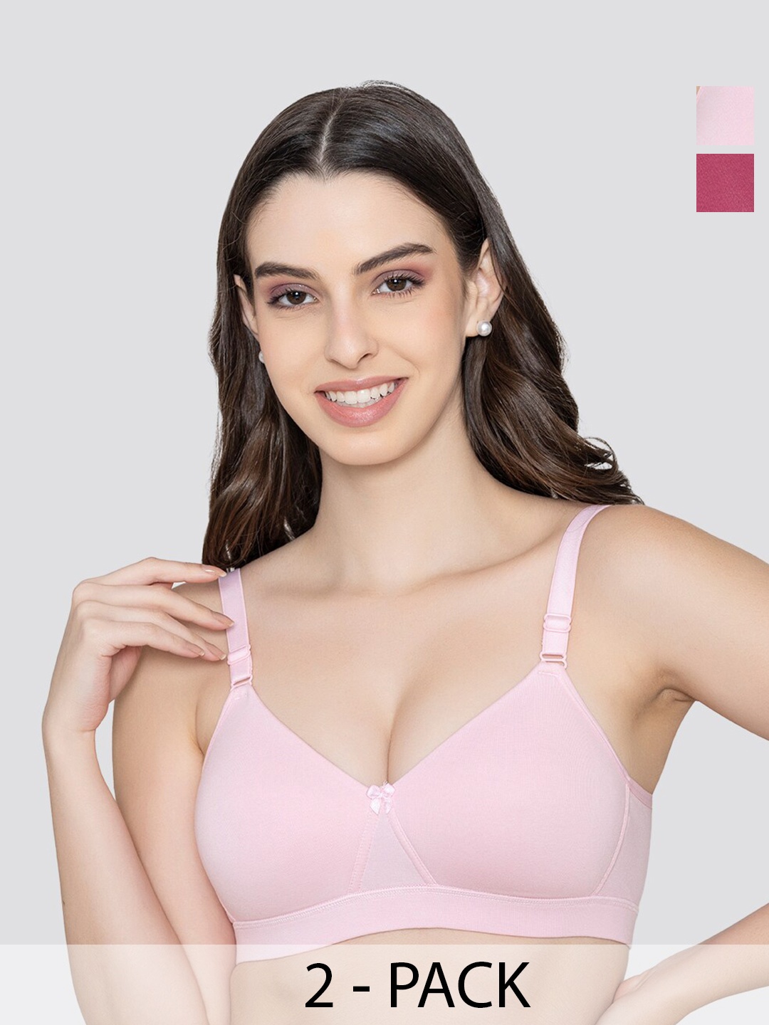 

K LINGERIE Pack of 2 Tessa Full Support Seamless Padded Cups Designer Bra, Pink