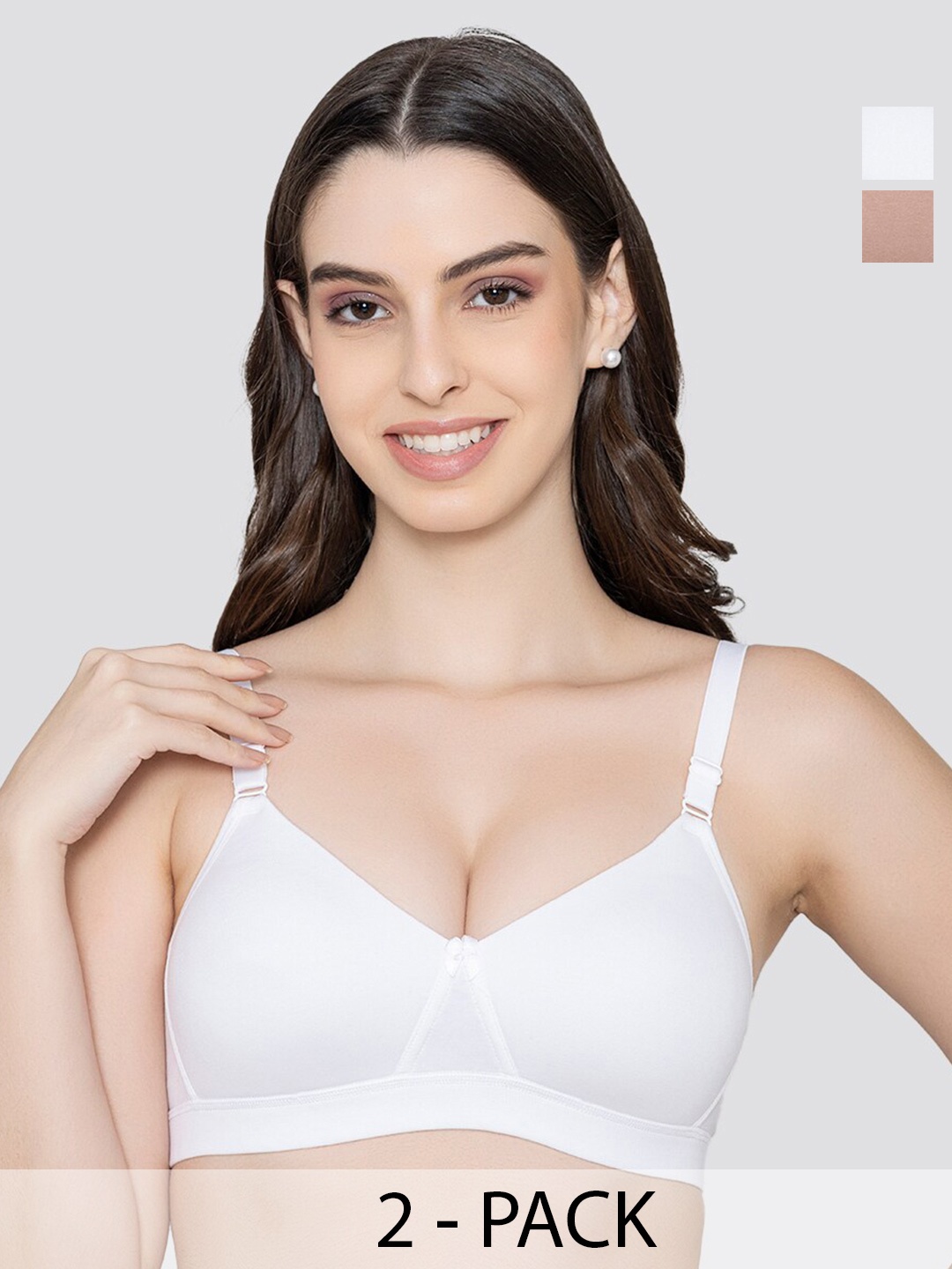

K LINGERIE Pack of 2 Tessa Full Support Seamless Padded Cups Designer Bra, White