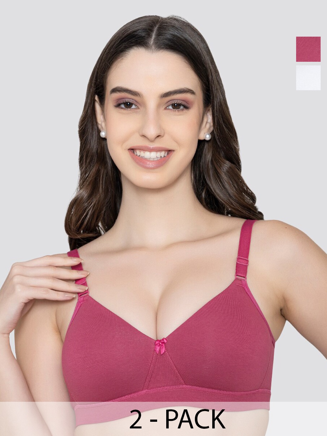 K LINGERIE Pack of 2 Tessa Full Support Seamless Padded Cups Designer Bra, Rust