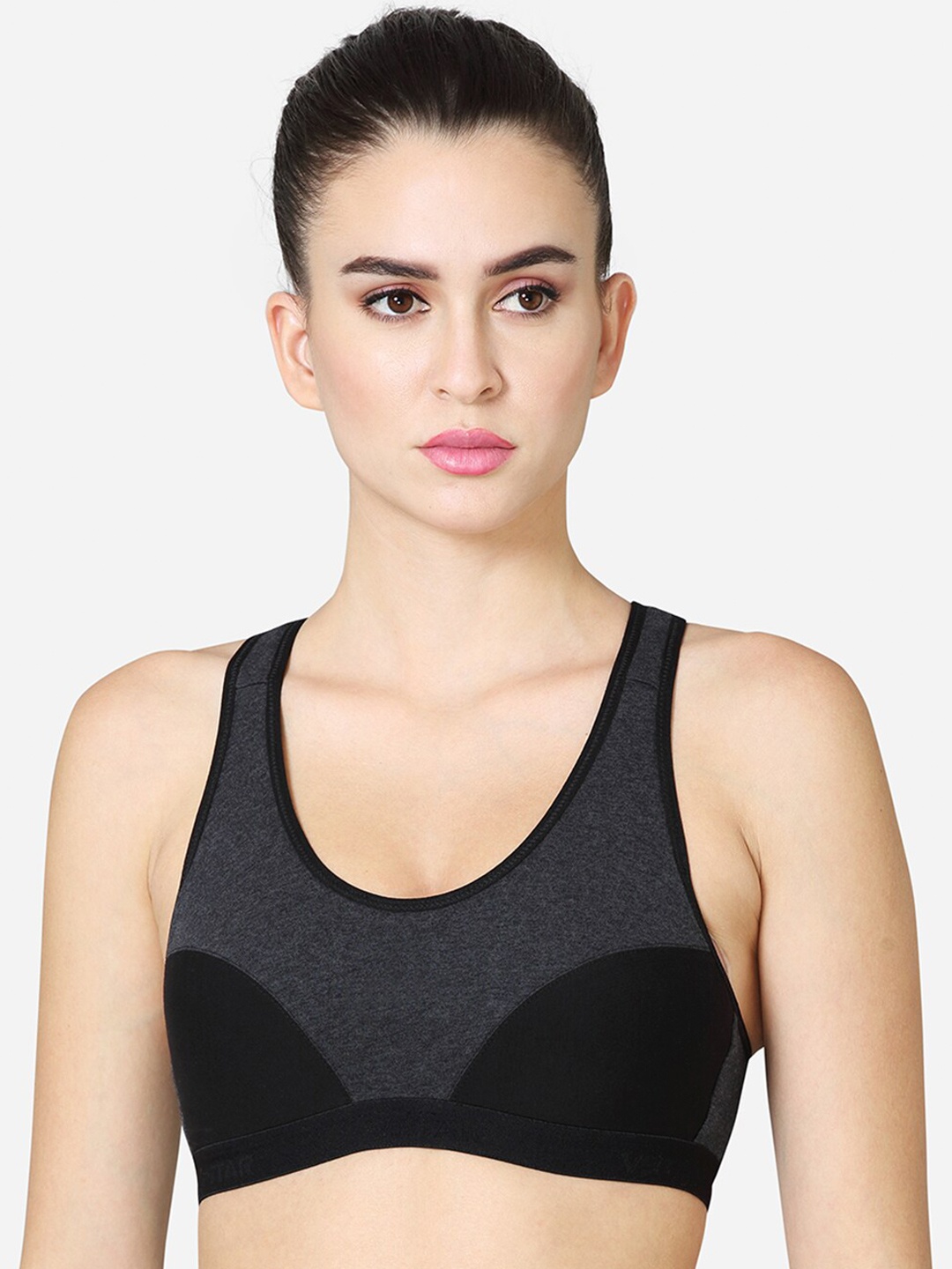 

VStar Full Coverage Lightly Padded Training or Gym Workout Bra With All Day Comfort, Black