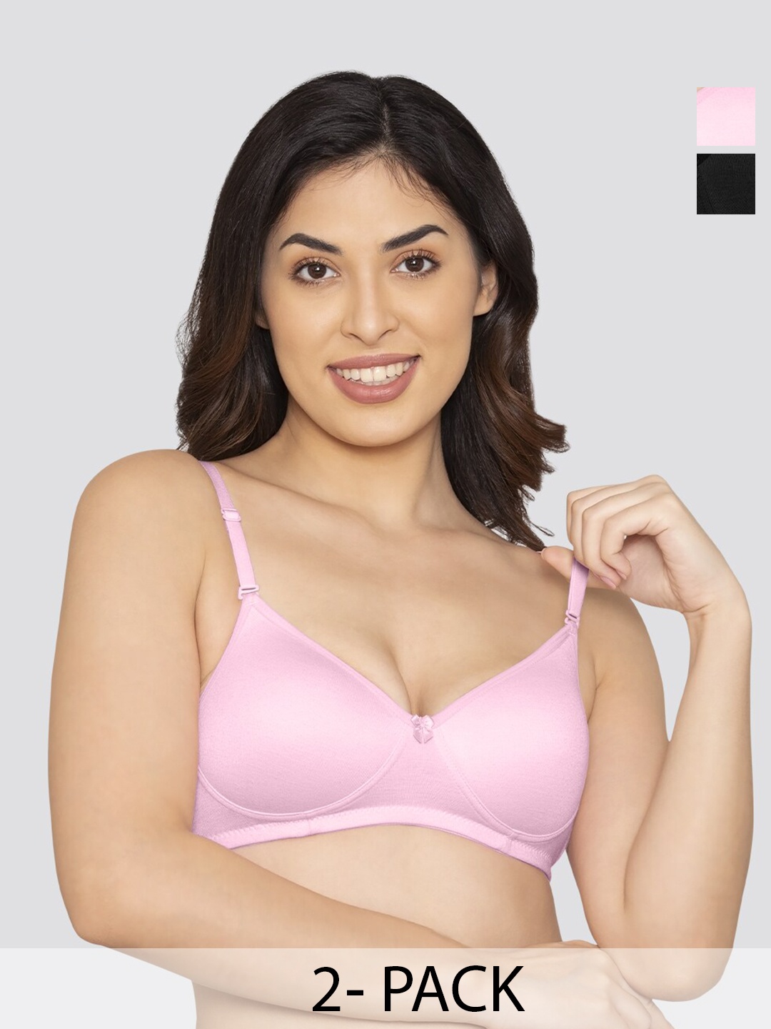 

K LINGERIE Pack of 2 Sharon Detachable Straps Padded T-Shirt Bra, Pink