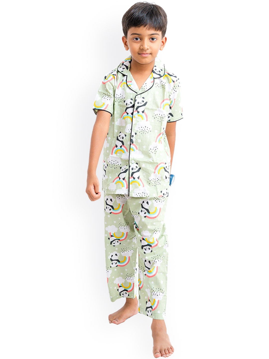 

Lyril Unisex Kids Printed Night suit, Green