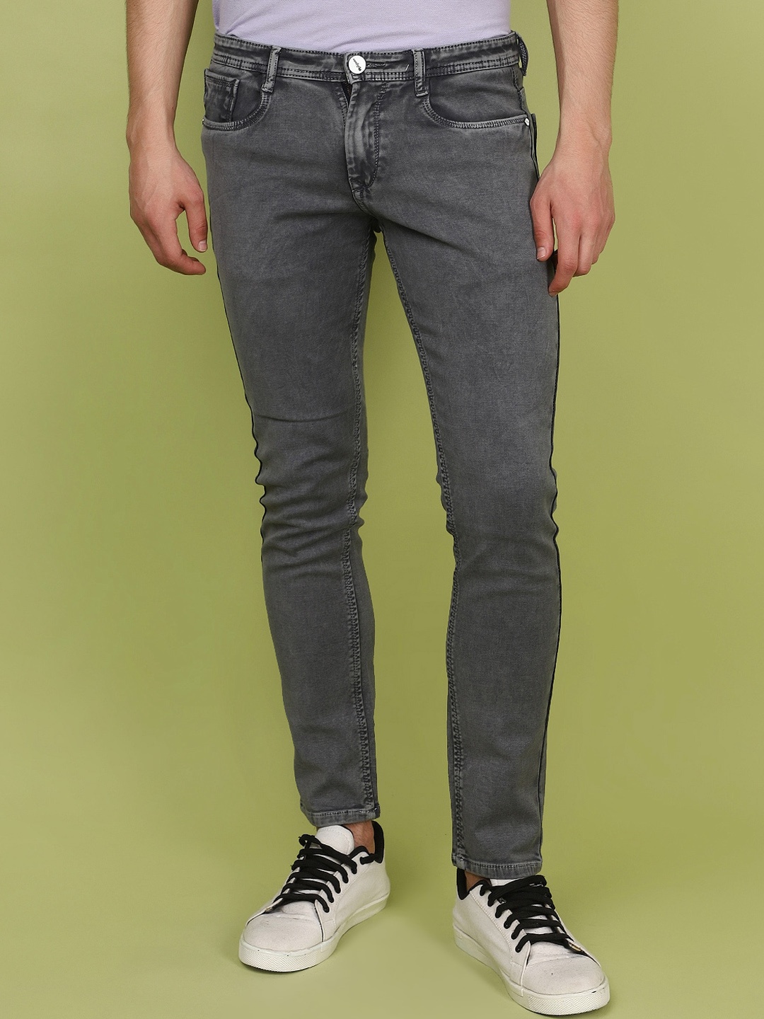 

V-Mart Men Slim Fit Cotton Jeans, Grey