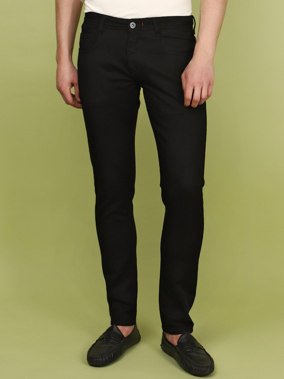 

V-Mart Men Slim Fit Mid Rise Clean Look Cotton Jeans, Black