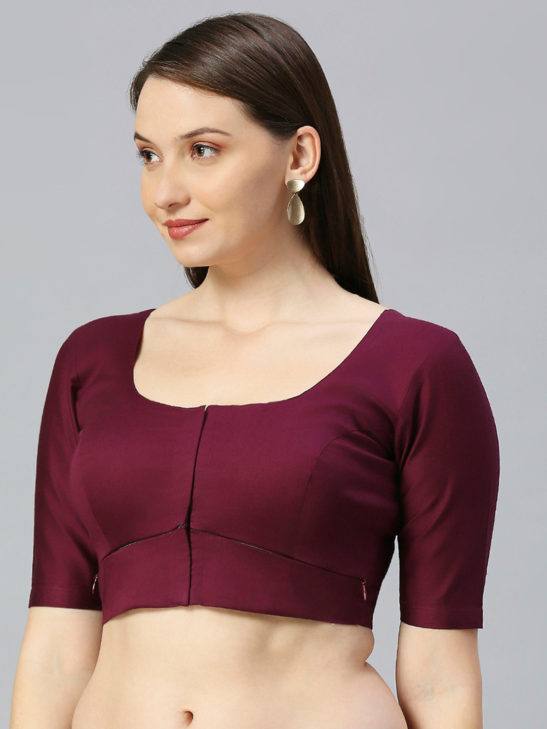 

DUMMY SHAPE Round Neck Saree Blouse, Maroon