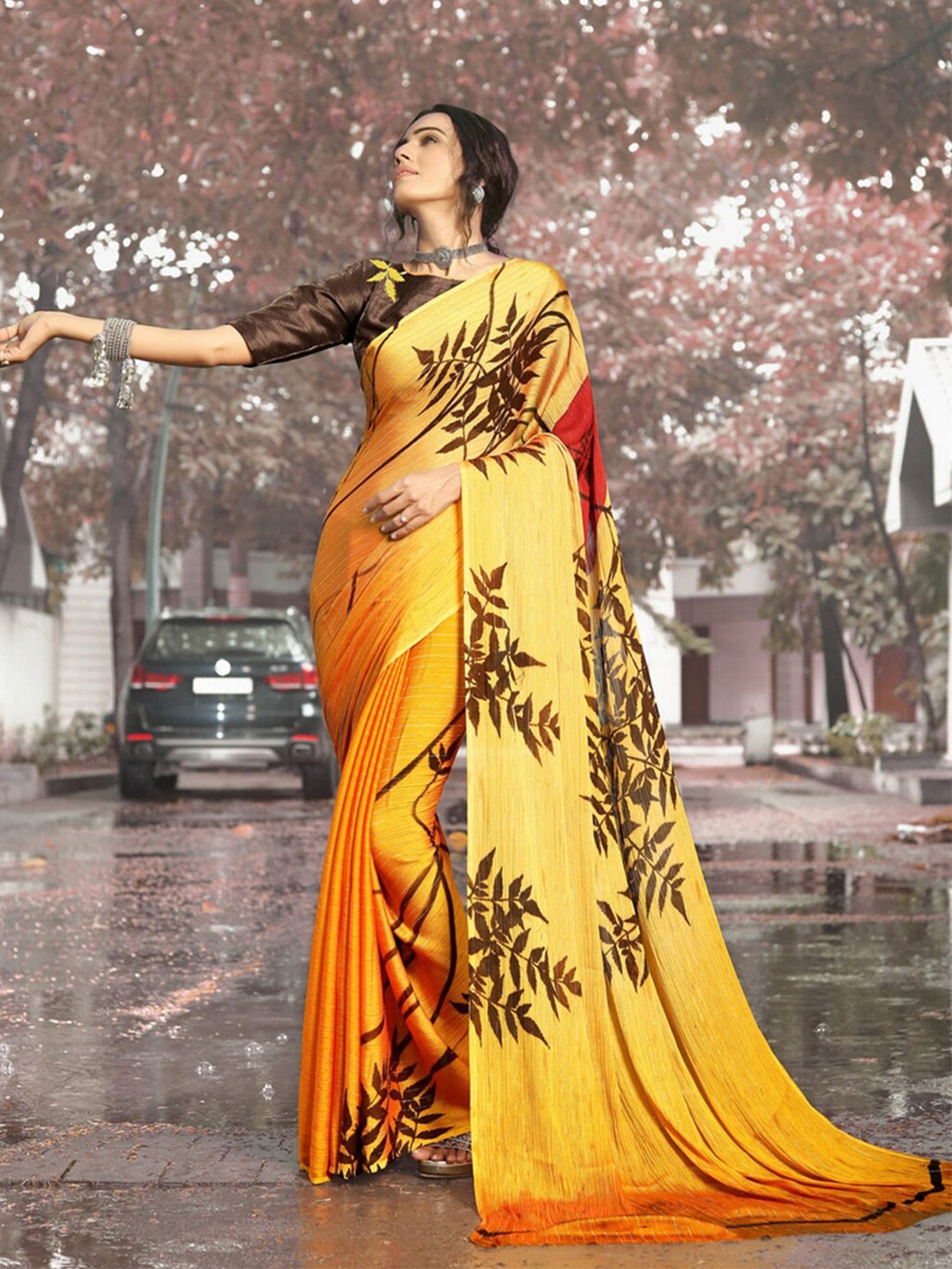 

Shaily Floral Saree, Yellow