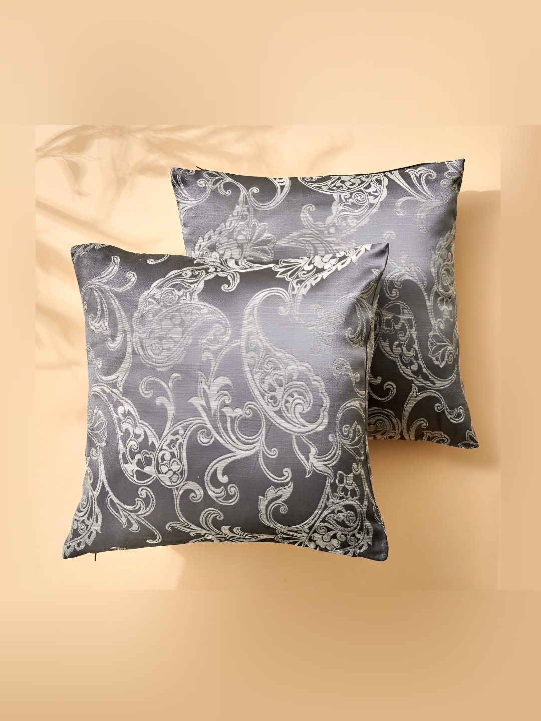 

Home Centre Grey & White 2 Pieces Geometric Square Cushion Covers