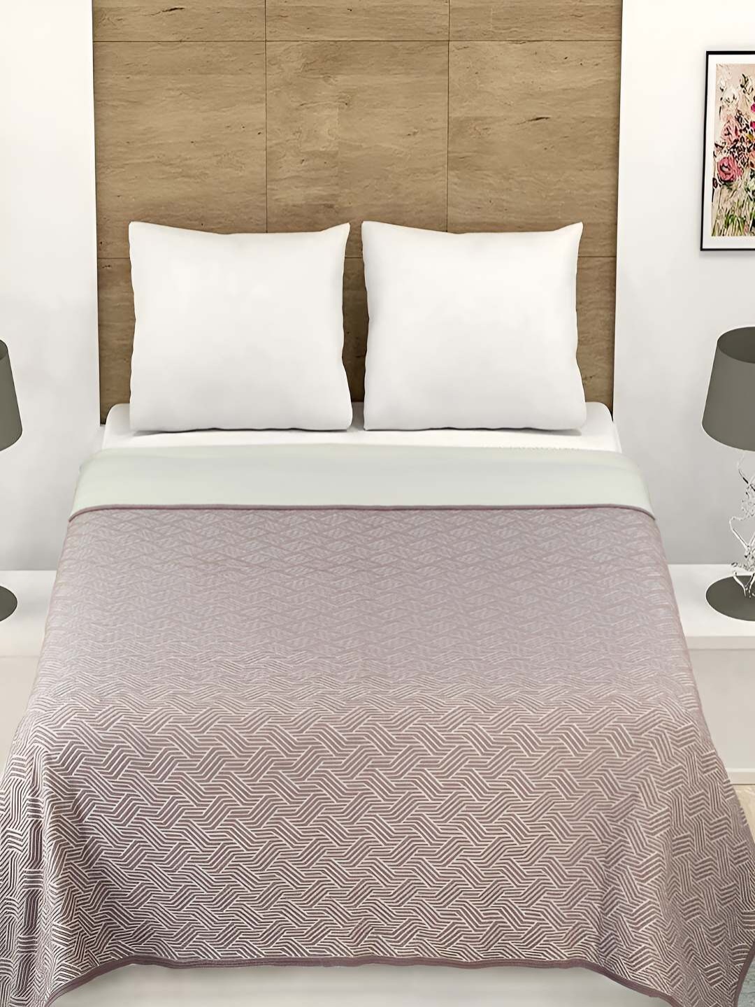

GAPU & BALY Mauve & White AC Room Cotton 300 GSM Double Bed Dohar