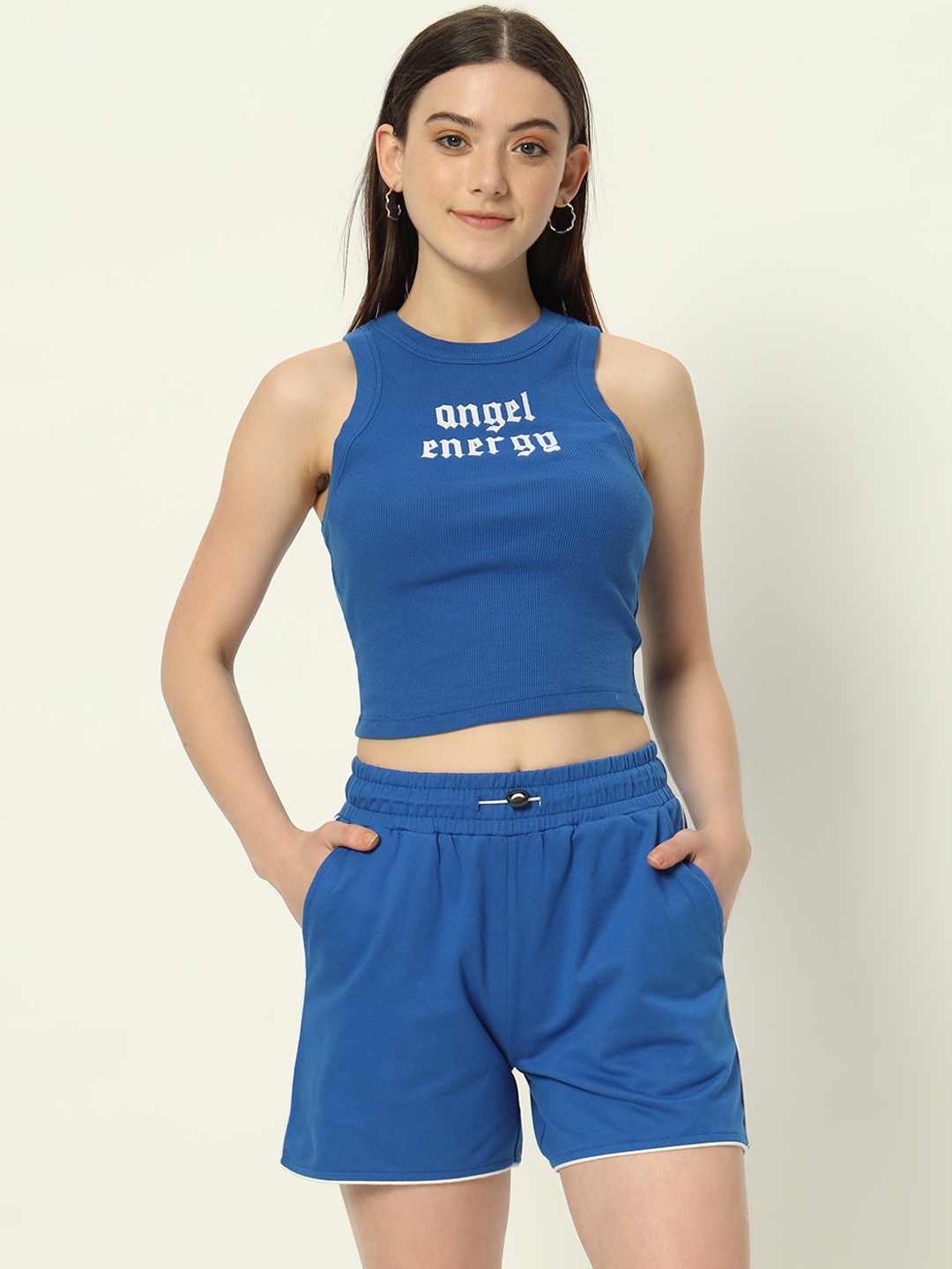 

VividArtsy Pure Cotton Top & Shorts, Blue