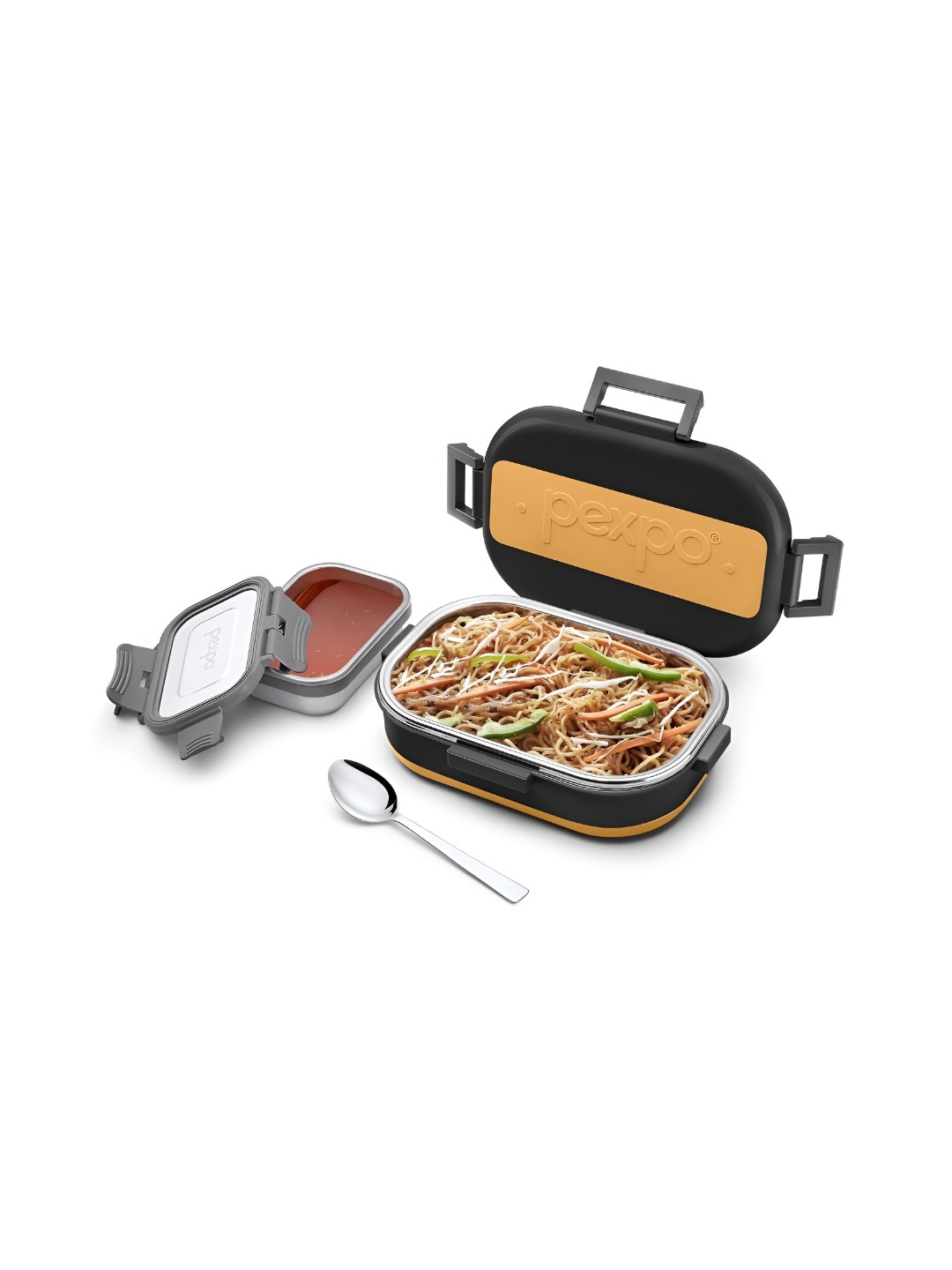 

Pexpo Black & Brown 2 Pieces Stainless Steel Dishwasher Safe Lunch Boxes 680 ML