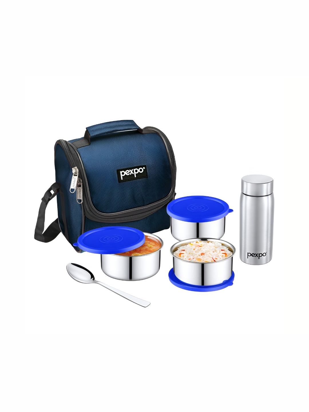 

Pexpo Blue Stainless Steel Dishwasher Safe Lunch Box