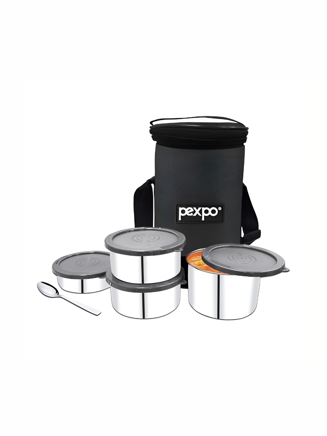 

Pexpo Black 4 Pieces Stainless Steel Dishwasher Safe Lunch Box