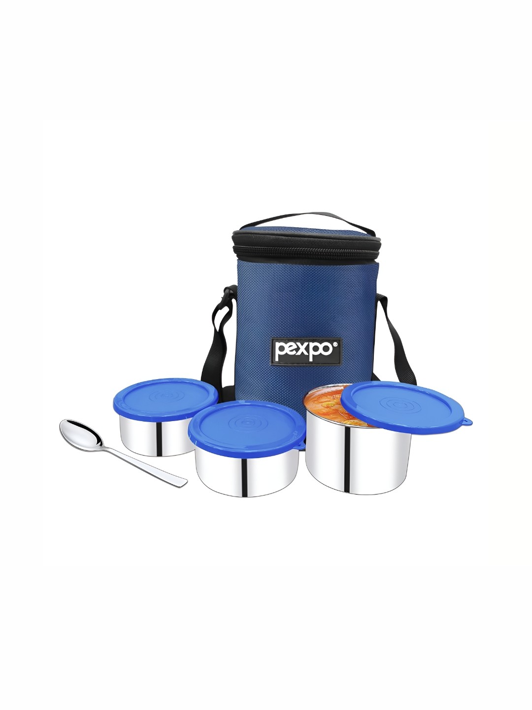 

Pexpo Blue 4 Pieces Stainless Steel Dishwasher Safe Lunch Box