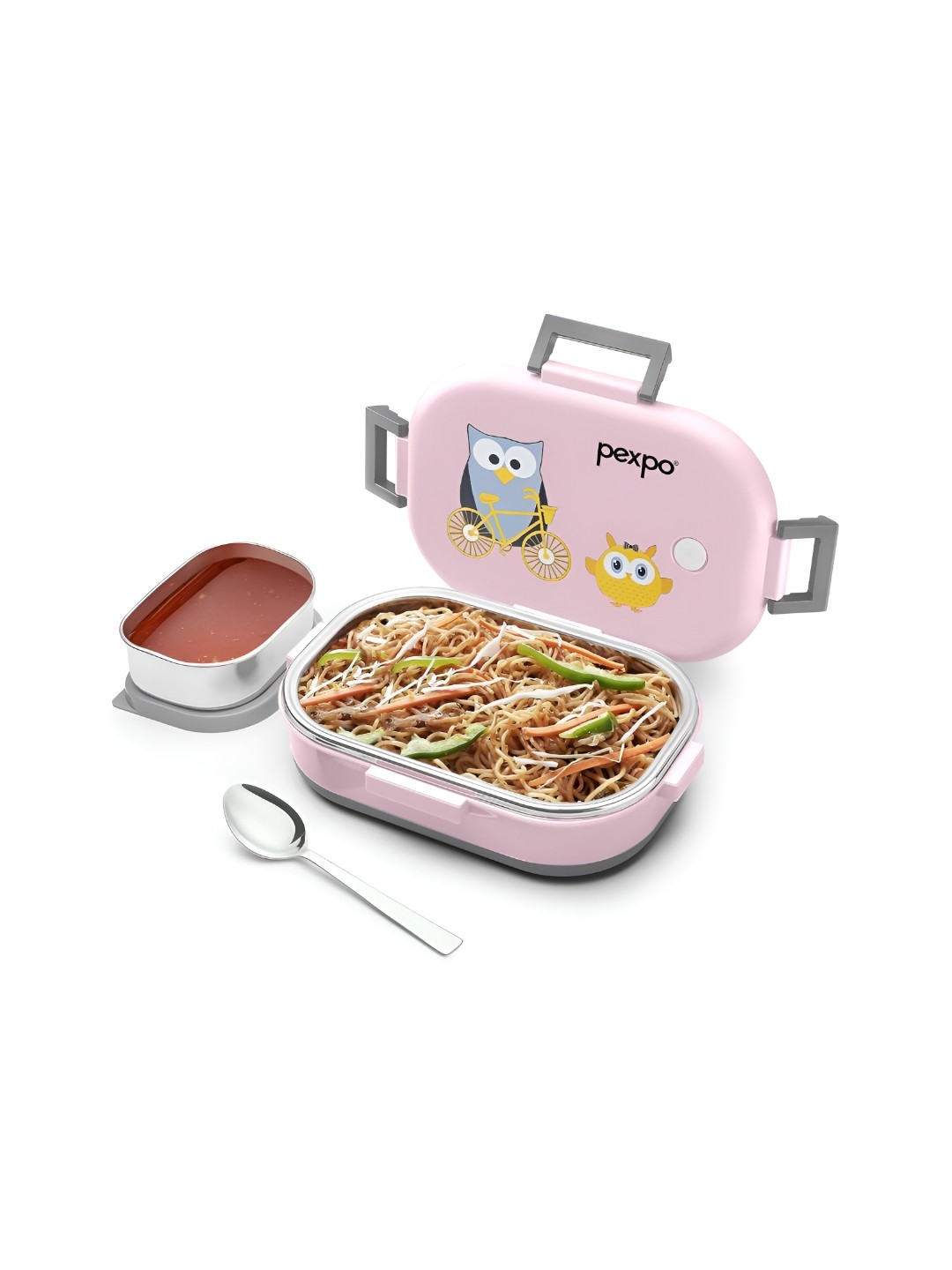 

Pexpo Pink & Grey 2 Pieces Stainless Steel Dishwasher Safe Lunch Boxes