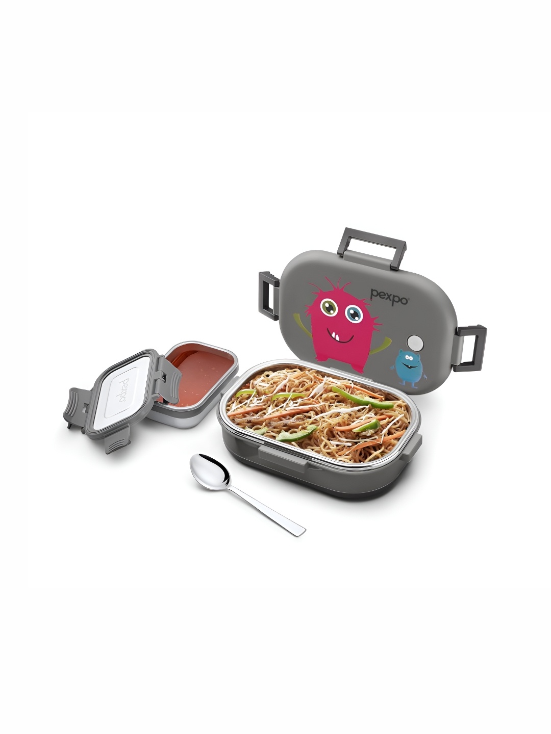 

Pexpo Grey 2 Pieces Stainless Steel Dishwasher Safe Lunch Boxes