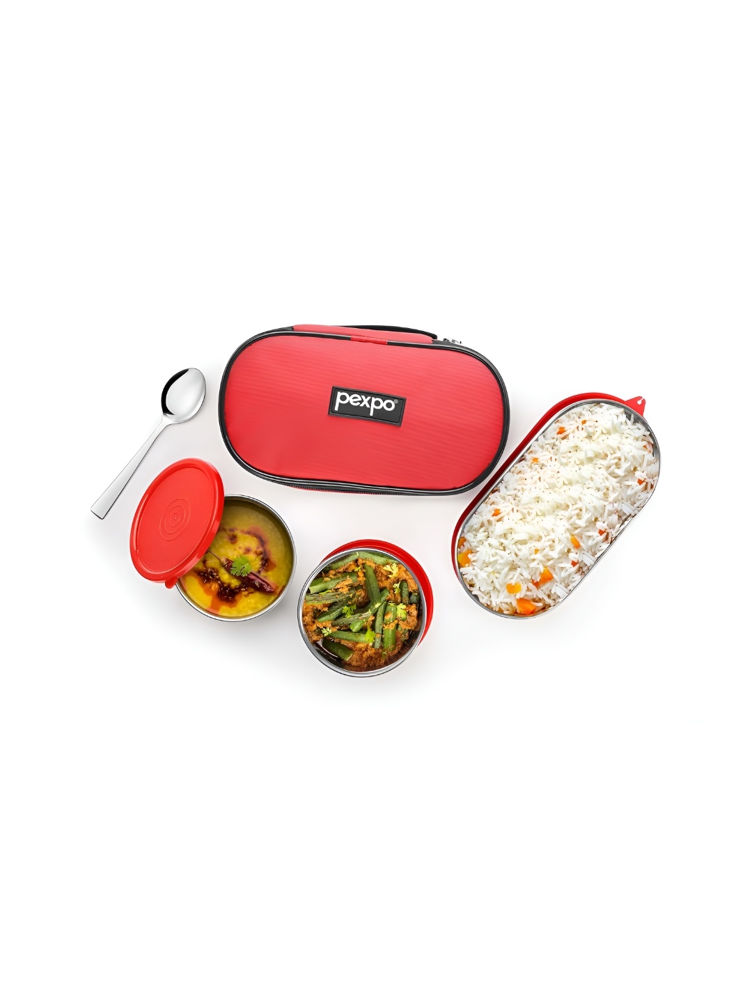

Pexpo Red 4 Pieces Stainless Steel Dishwasher Safe Lunch Box
