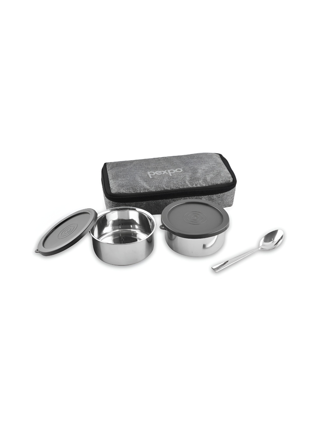 

Pexpo Grey 3 Pieces Stainless Steel Dishwasher Safe Lunch Box With Cover