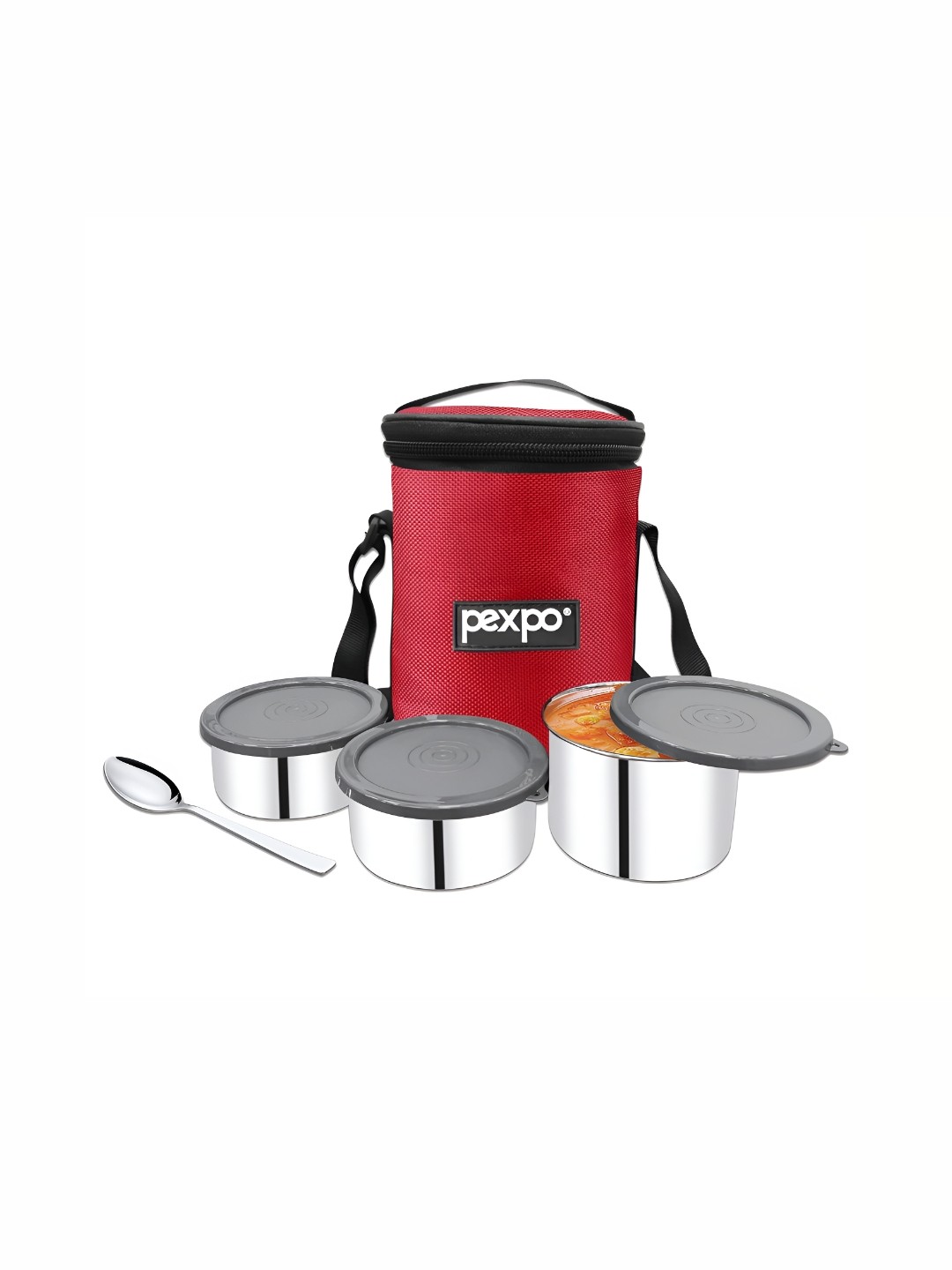 

Pexpo Red 4 Pieces Stainless Steel Dishwasher Safe Lunch Box