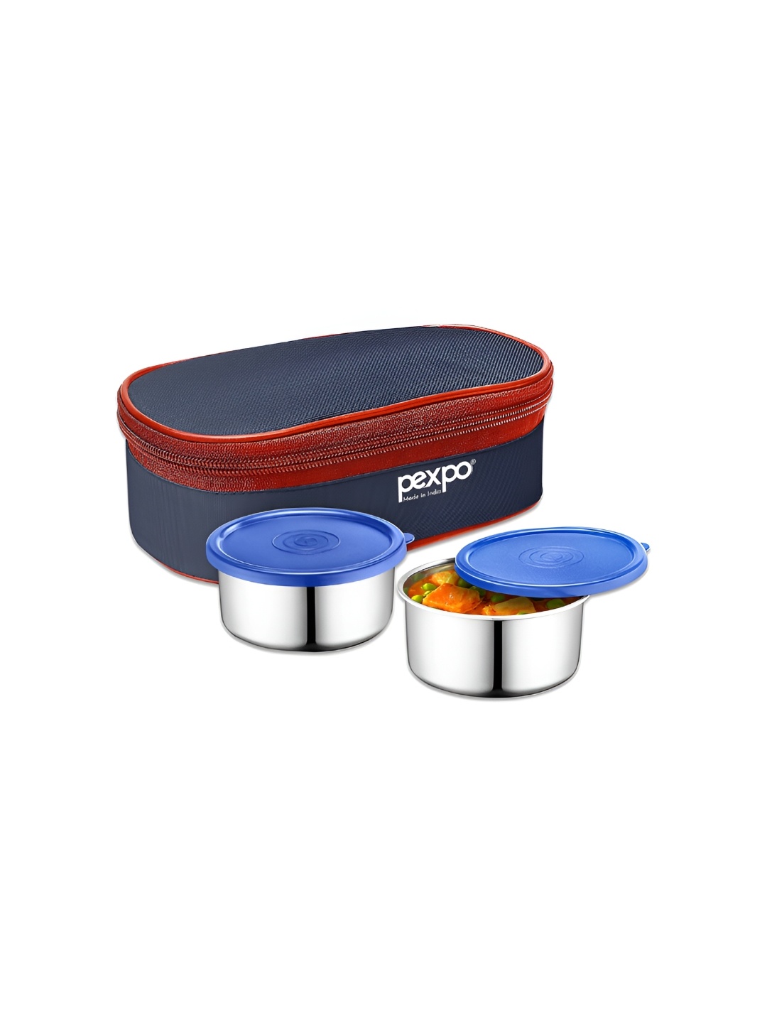 

Pexpo Blue & Red 3 Pieces Stainless Steel Dishwasher Safe Lunch Boxes