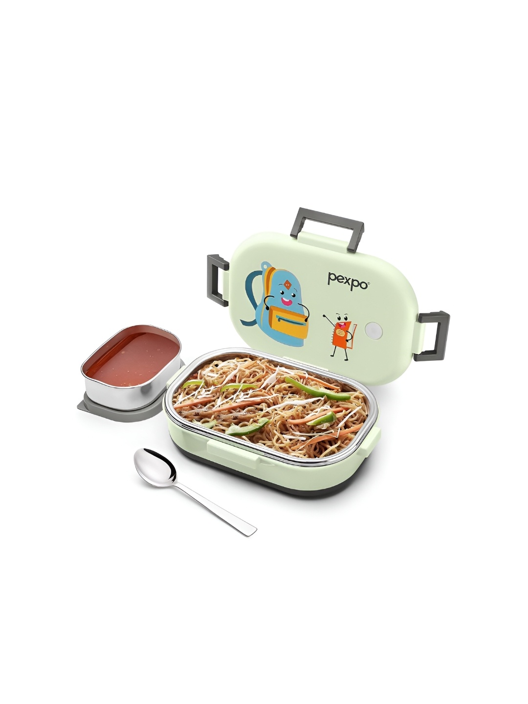 

Pexpo Green & Grey 2 Pieces Stainless Steel Dishwasher Safe Lunch Boxes