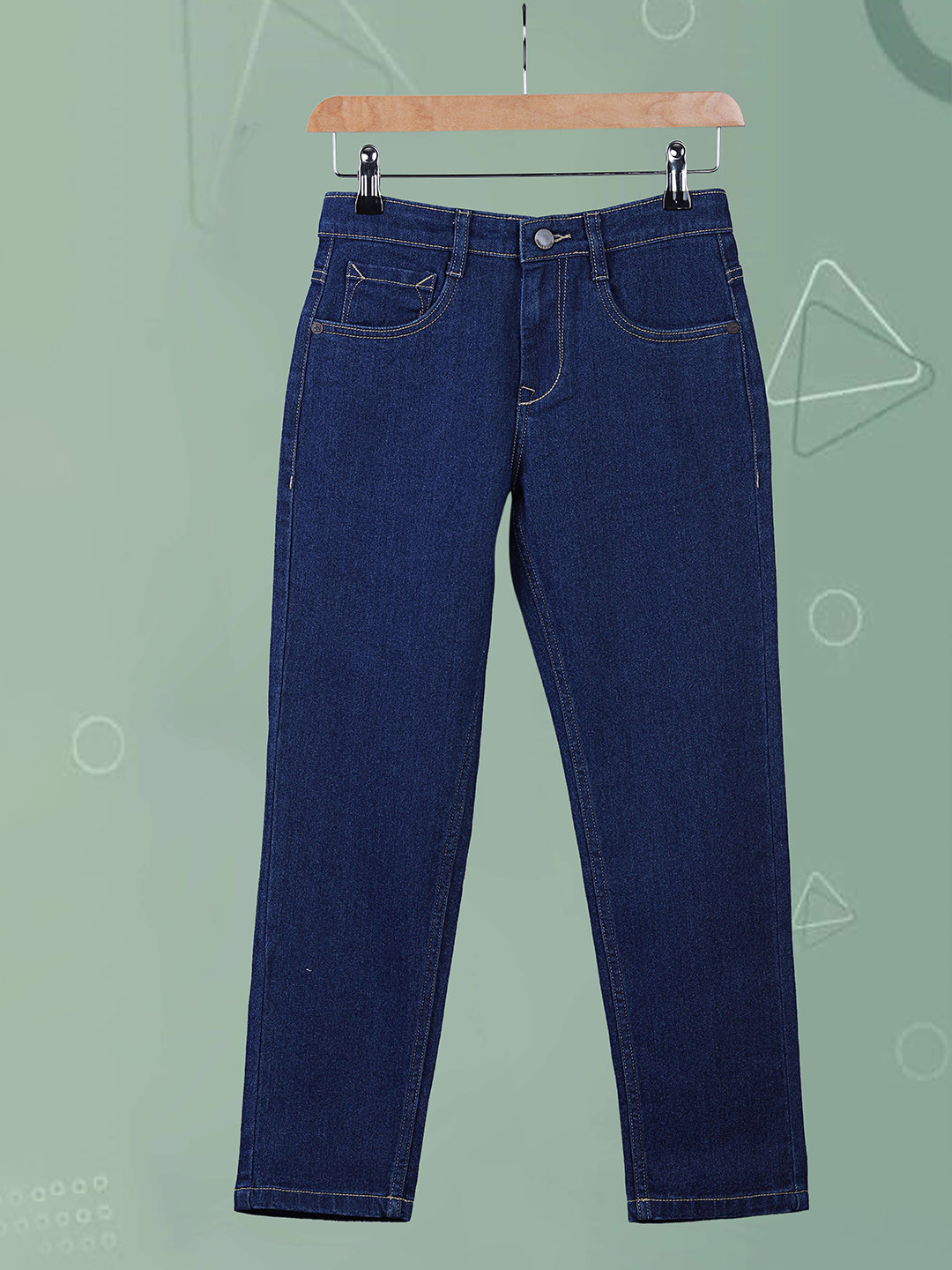

HERE&NOW Boys Straight Fit Mid Rise Clean Look Stretchable Jeans, Blue