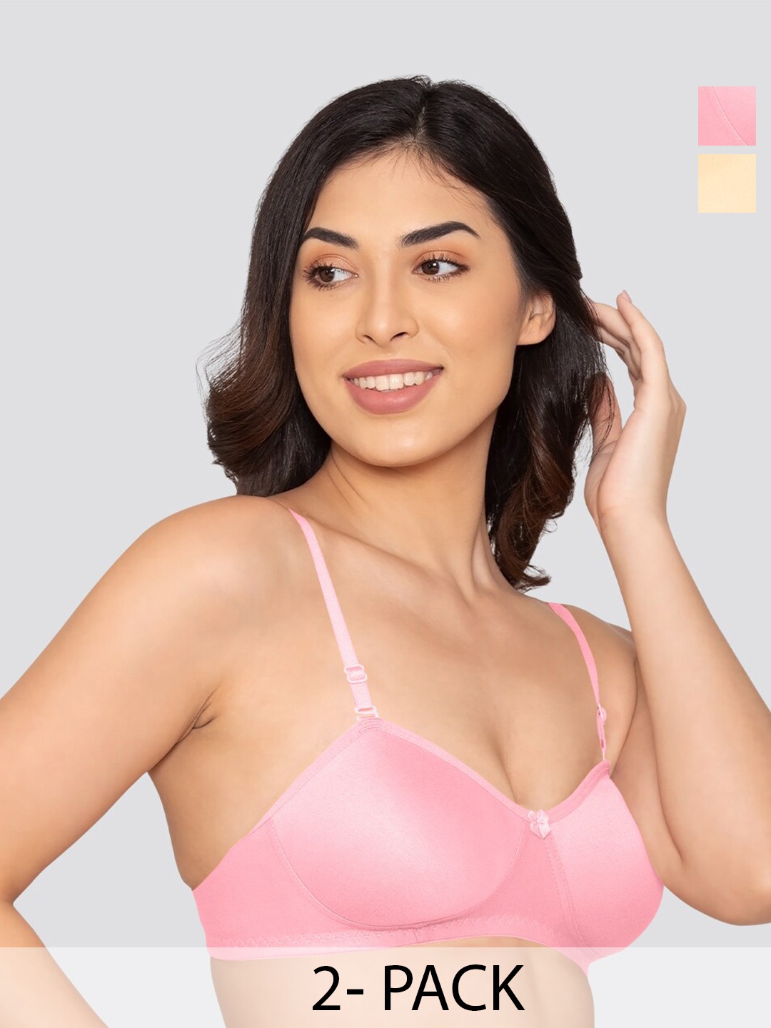 

K LINGERIE Pack of 2 Roxy Multiway Straps Demi Cup Balconette Bra, Pink