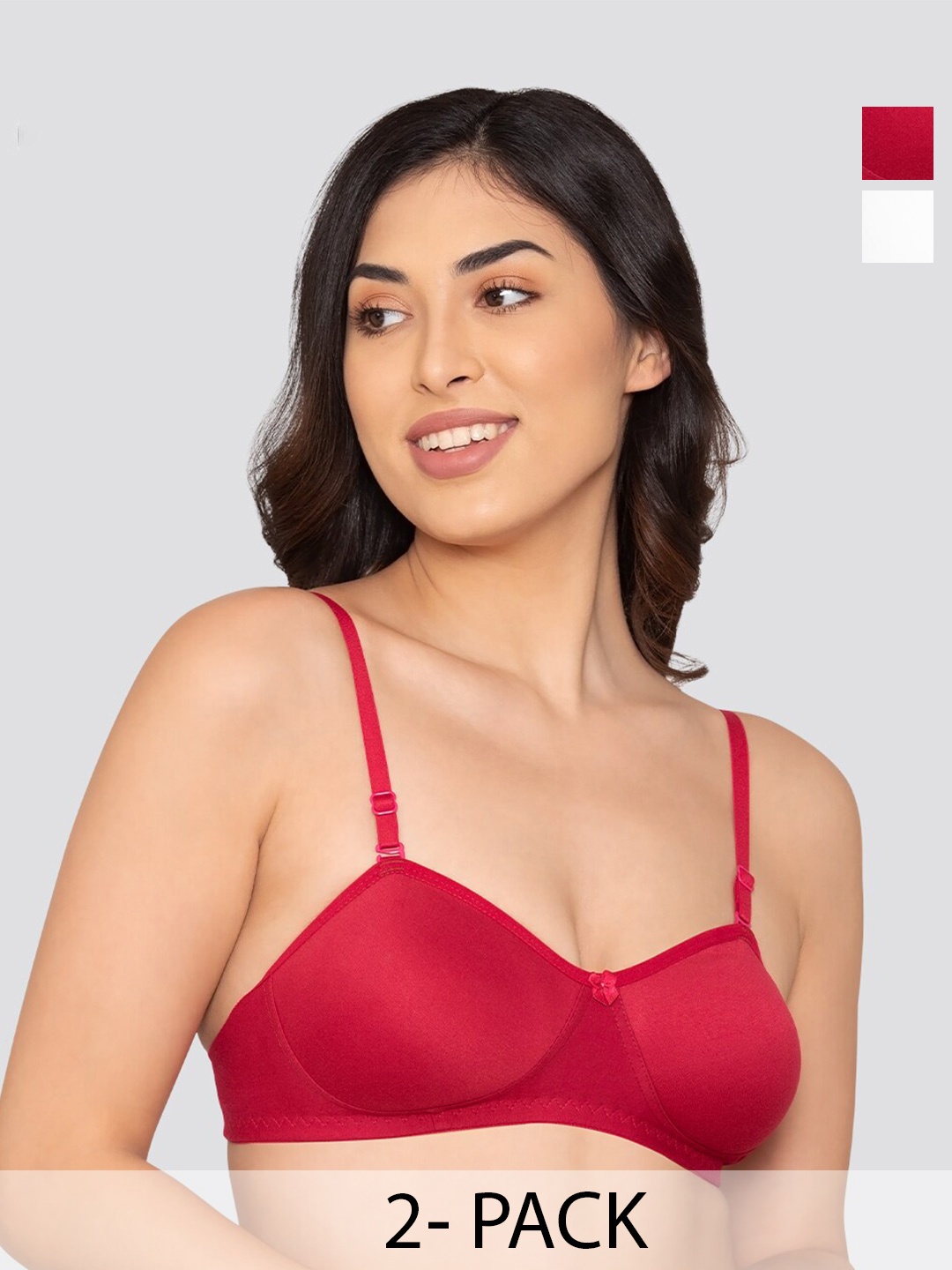 

K LINGERIE Pack of 2 Roxy Multiway Straps Demi Cup Balconette Bra, Pink
