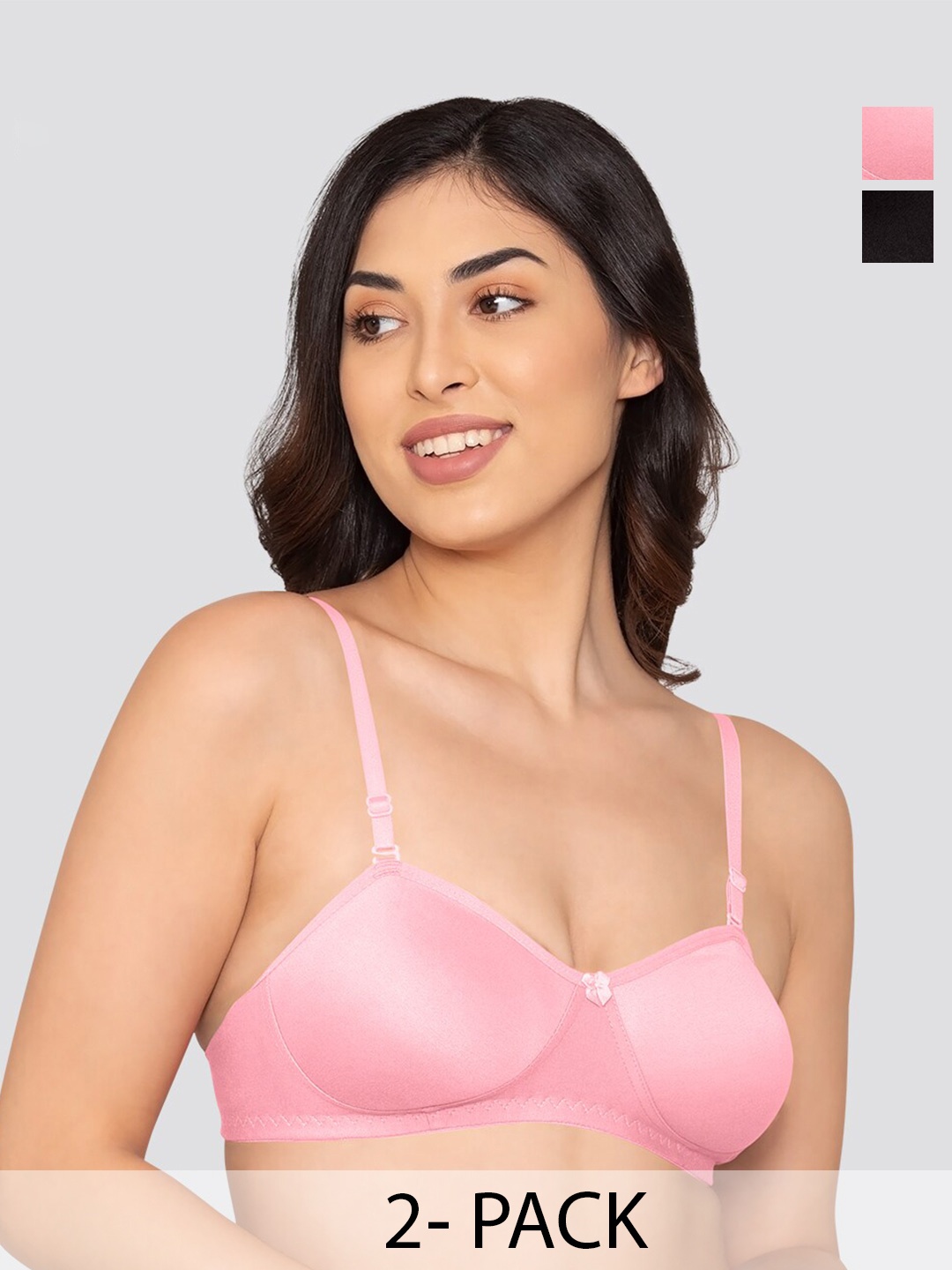

K LINGERIE Pack of 2 Roxy Multiway Straps Demi Cup Balconette Bra, Pink
