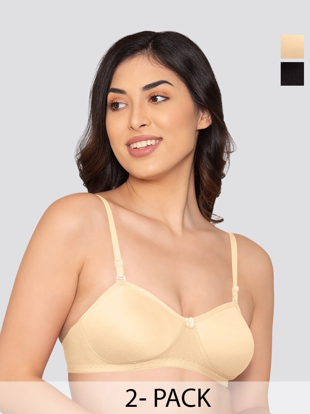 

K LINGERIE Pack of 2 Roxy Multiway Straps Demi Cup Balconette Bra, Beige