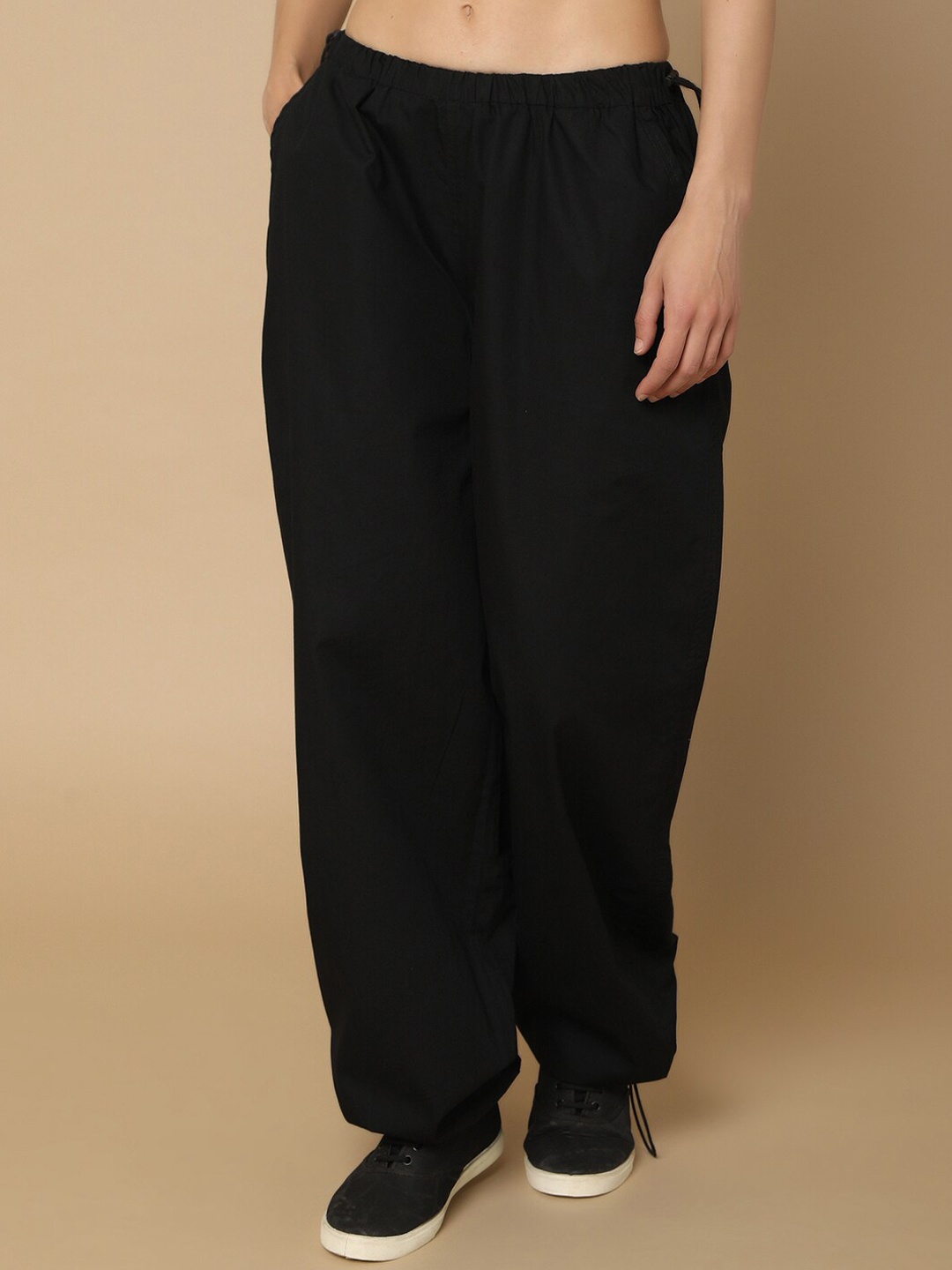 

V-Mart Women Loose Fit Cotton Anti Fit Trousers, Black