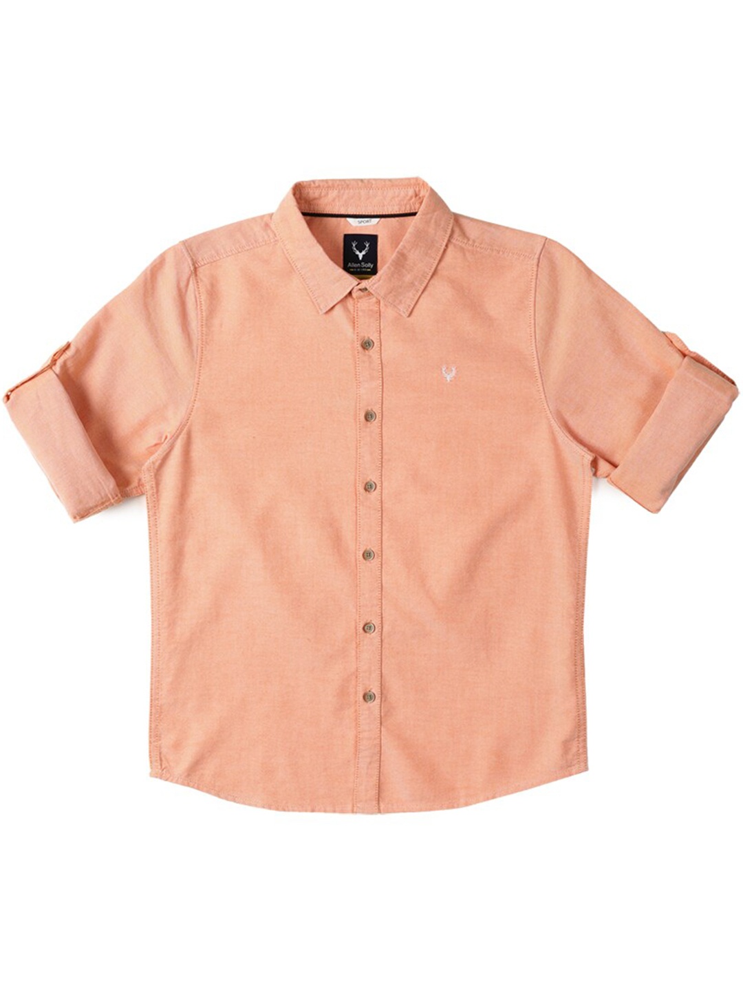 

Allen Solly Junior Boys Slim Fit Roll-Up Sleeves Casual Shirt, Peach