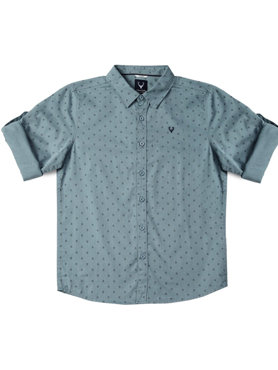 

Allen Solly Junior Boys Slim Fit Micro Ditsy Printed Roll-Up Sleeves Casual Shirt, Green