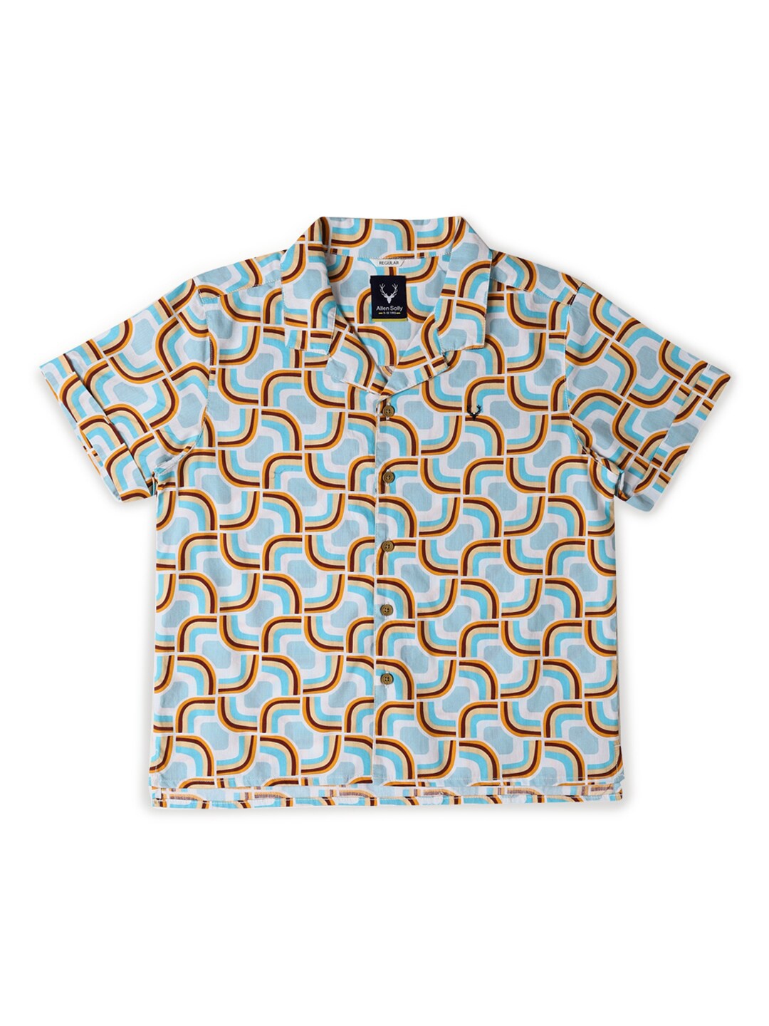 

Allen Solly Junior Boys Conversational Printed Spread Collar Cotton Casual Shirt, Blue