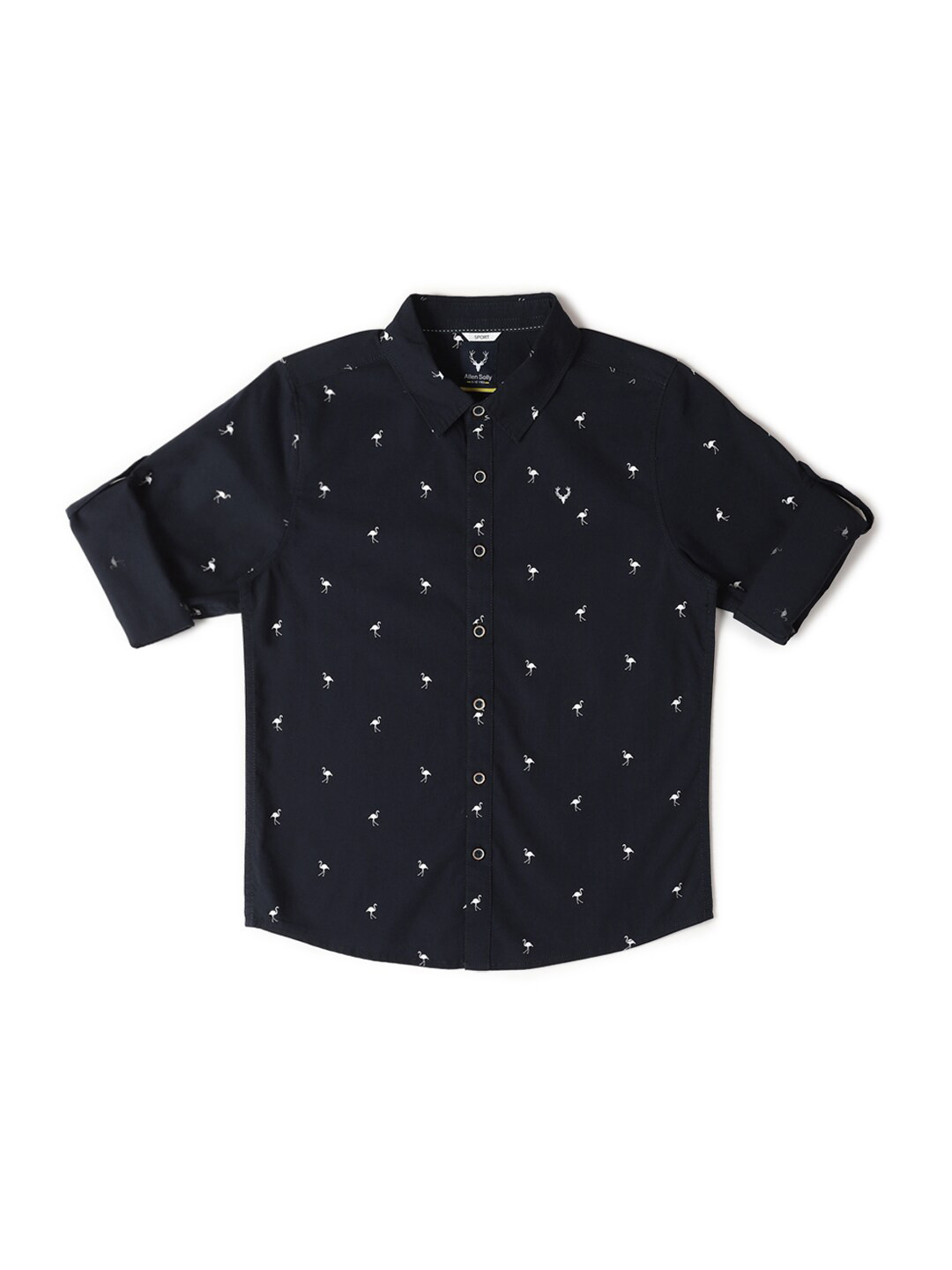 

Allen Solly Junior Boys Slim Fit Printed Opaque Casual Shirt, Navy blue