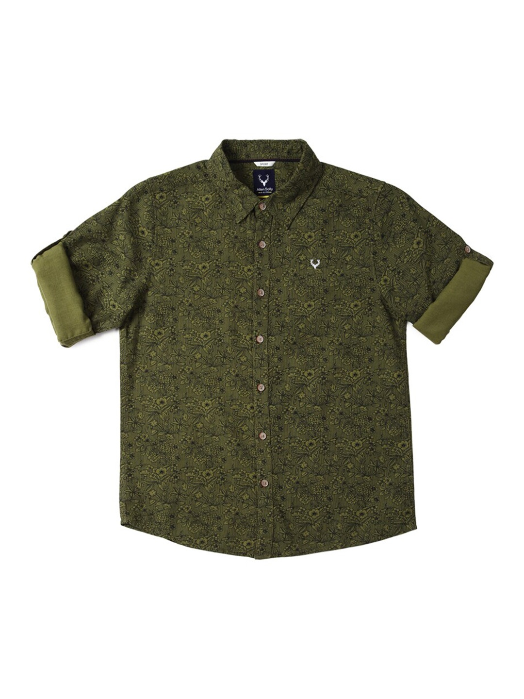 

Allen Solly Junior Boys Printed Slim Fit Opaque Cotton Casual Shirt, Green