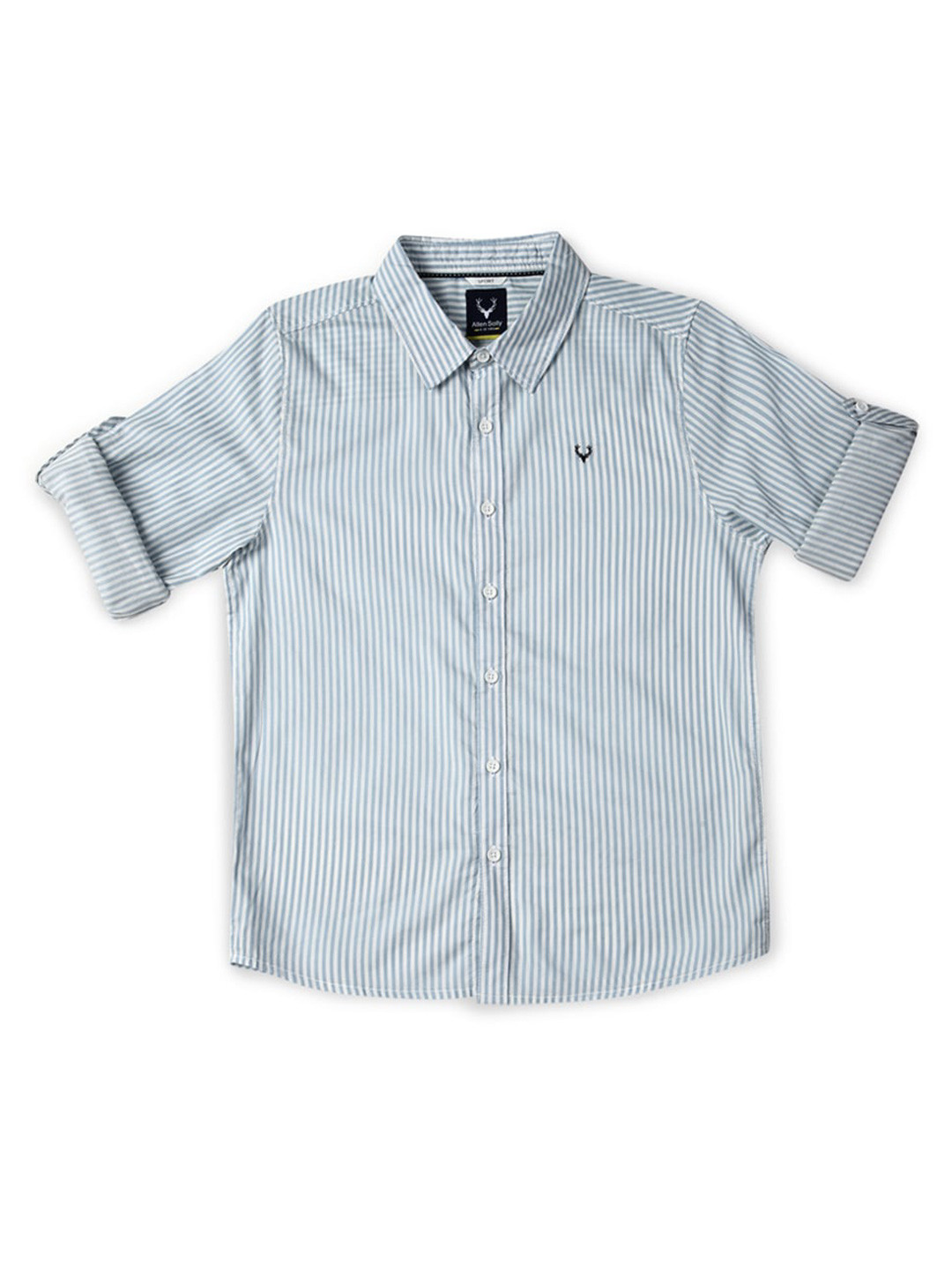 

Allen Solly Junior Boys Striped Slim Fit Opaque Cotton Casual Shirt, Blue