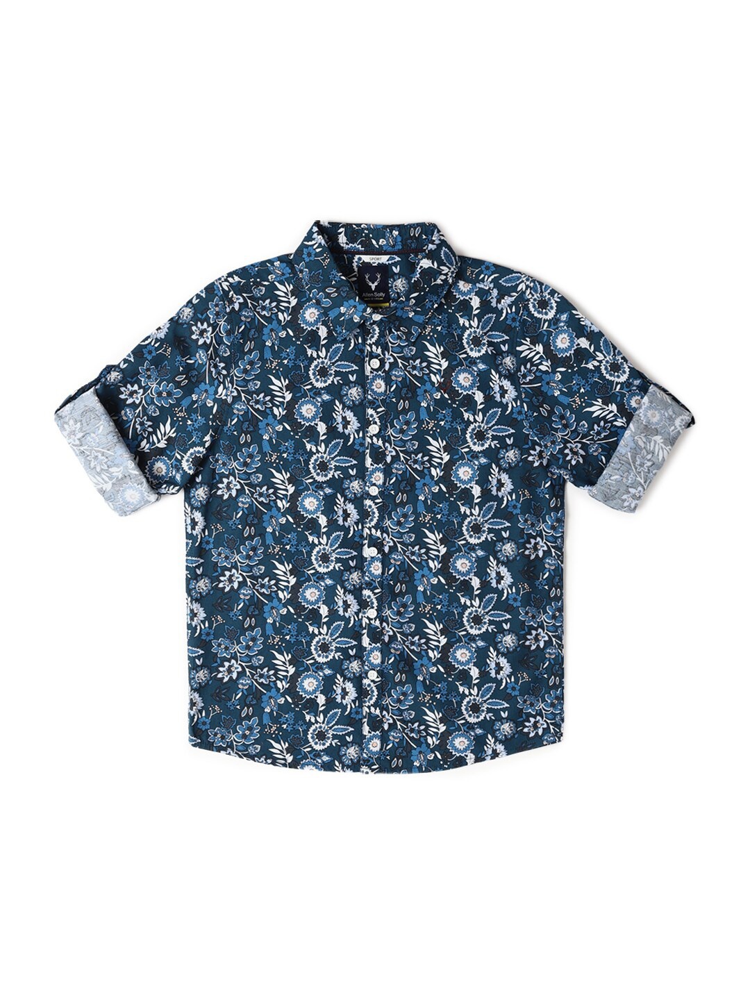 

Allen Solly Junior Boys Slim Fit Floral Opaque Printed Casual Shirt, Navy blue